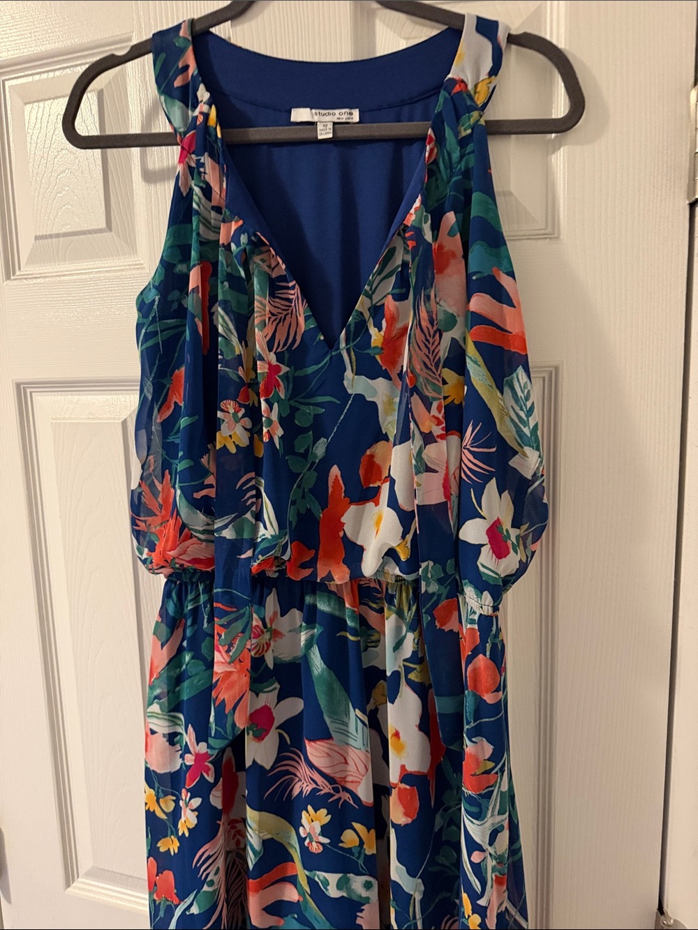 Studio One Navy Multicolor Floral Maxi Dress